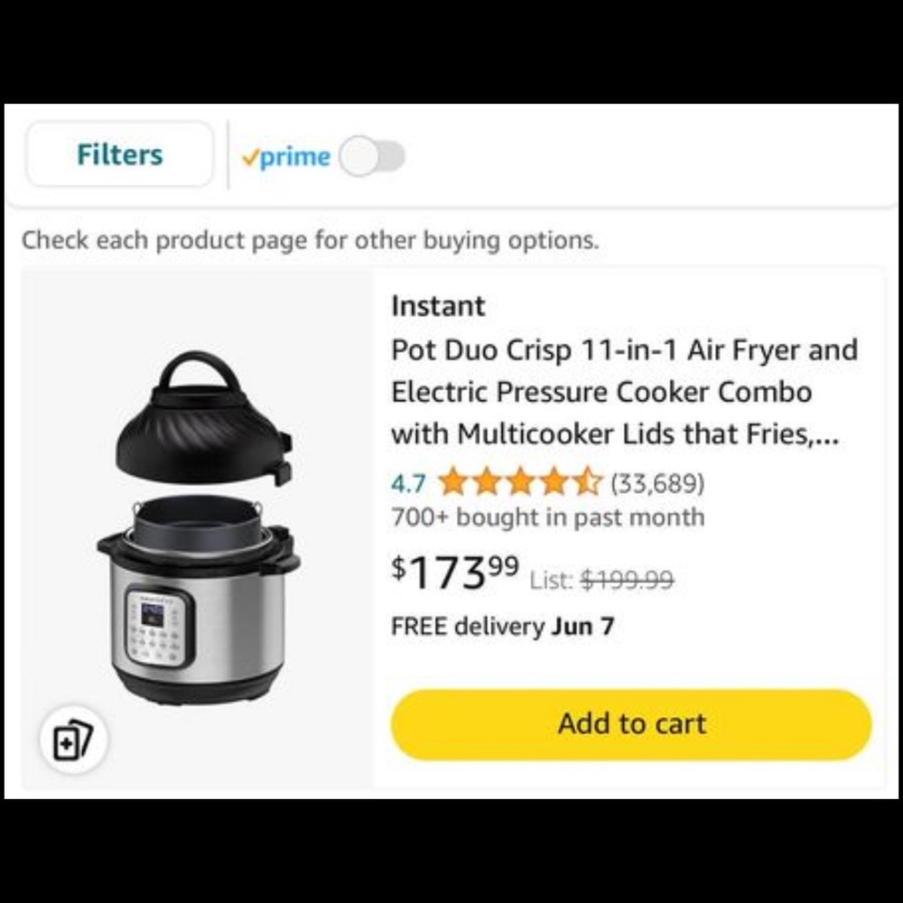 Instant Pot Duo 11-in-1 Air Fryer and Electric Pressure Cooker